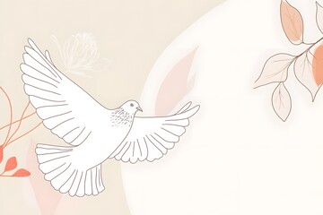 Minimalist Vector White Pigeon in Flight for International Day of Peace