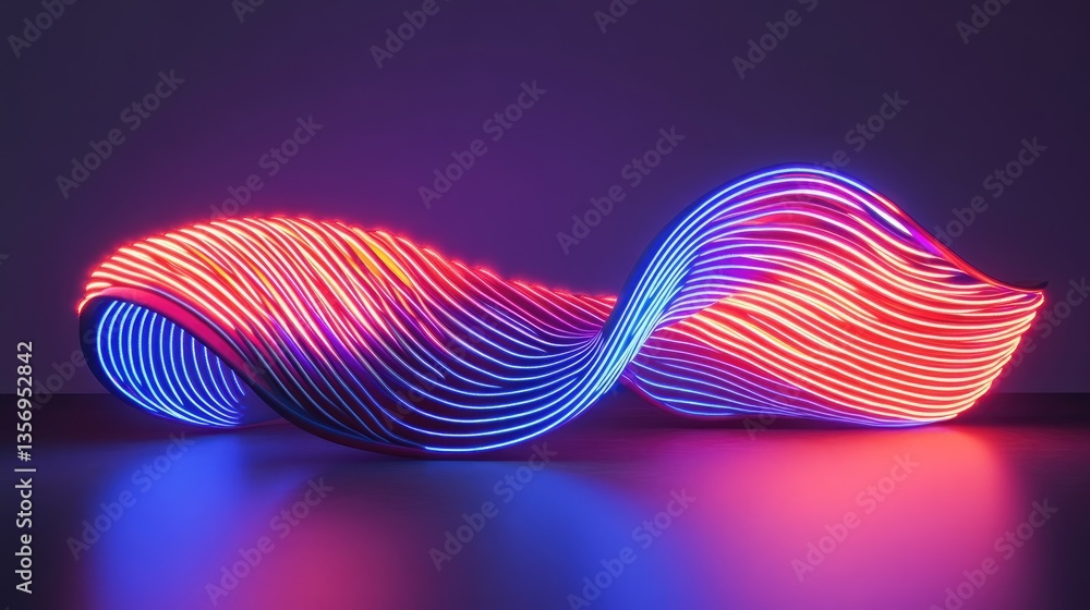 Poster abstract colorful light waves creating dynamic flow with vibrant red and blue neon effects