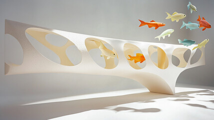 a fish paper cutting art display