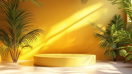 Fototapeta premium Summer Yellow Podium Product Display platform nature minimal