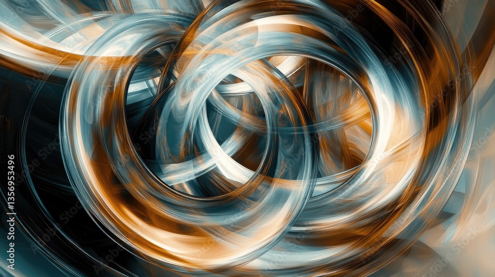 Aufkleber dynamic abstract swirls in blue and orange hues capturing movement and energy in an artistic interpr