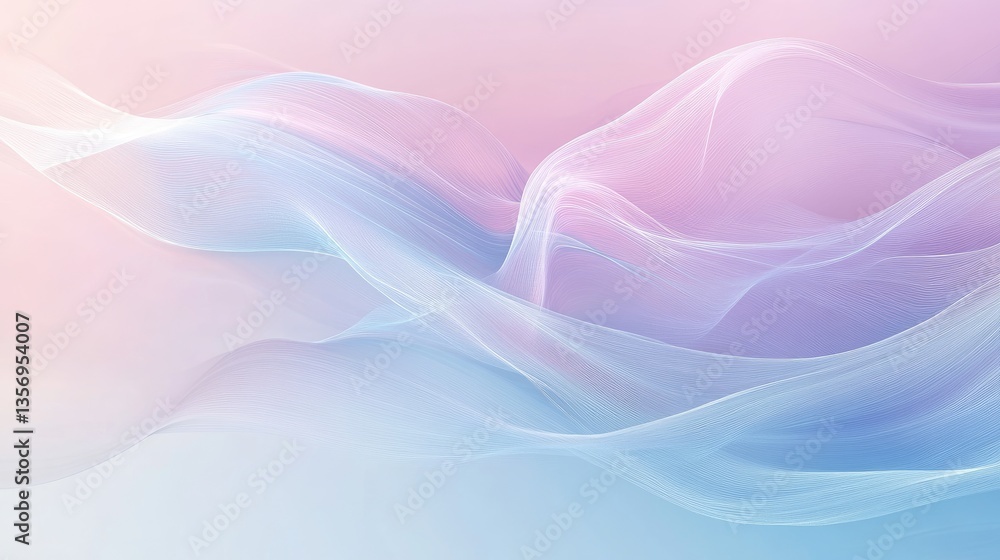 Aufkleber soft abstract waves in pastel colors with gentle flowing lines and tranquil background for elegant d