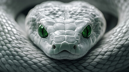 close up of a white snake