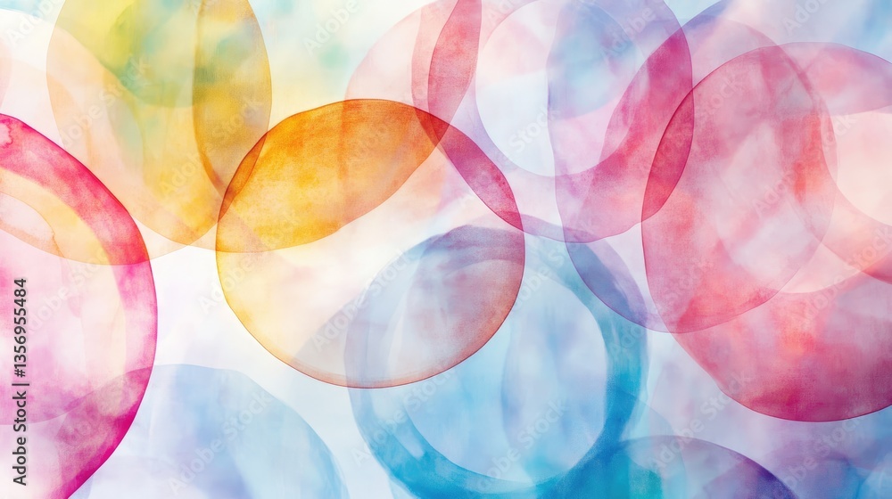 Poster colorful transparent circles on soft background creating a dreamy abstract art composition for desig
