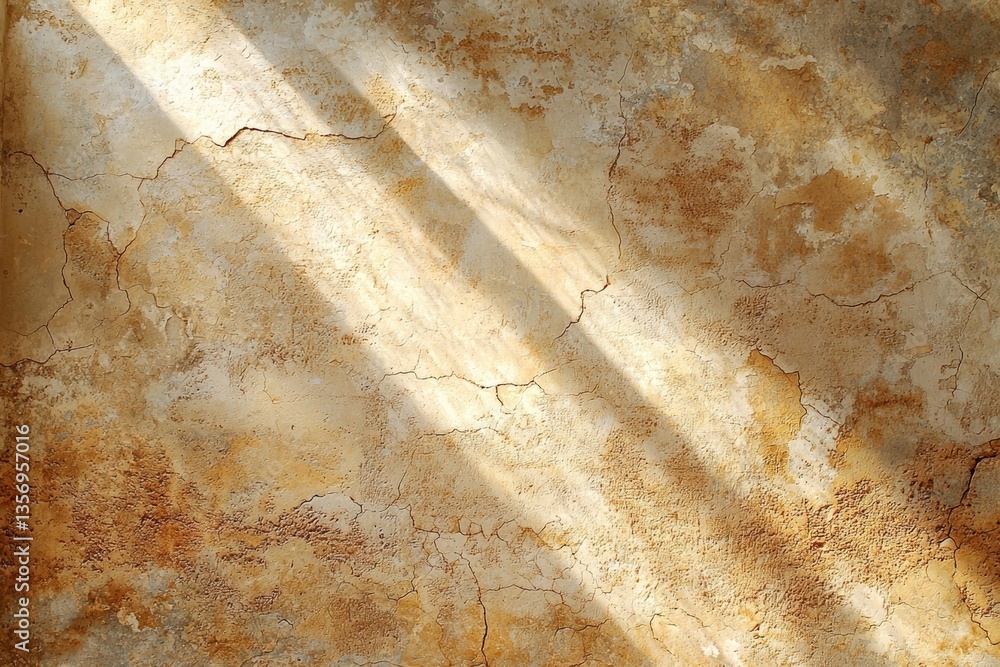 Aufkleber sunlight rays casting shadows on a cracked textured wall create an intriguing atmosphere