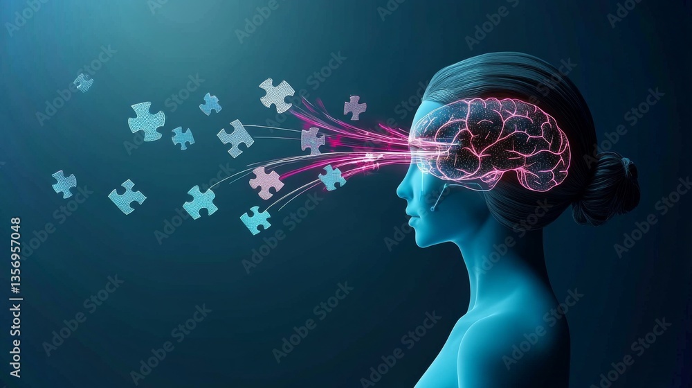 Poster exploring the connection between neural implants and patient cognition in a futuristic setting