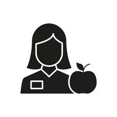 Nutrition Expert with Apple Solid Icon. Dietitian Symbol with Fruit. Dietitian Consultation, Healthy Eating Guidance, and Wellness Expert Silhouette Icon. Isolated Vector Illustration