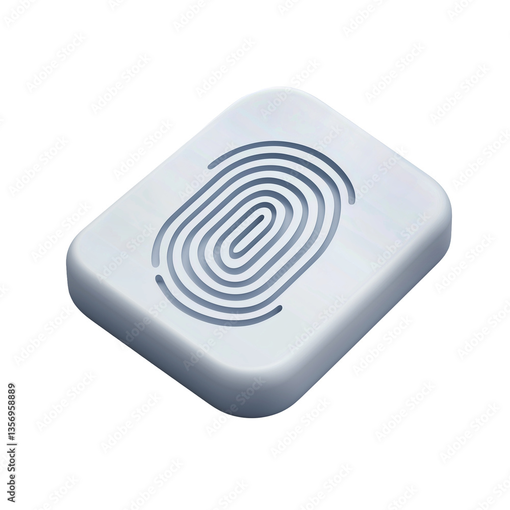 Poster fingerprint sensor rectangular white object with rounded corners and concentric pattern modern biome