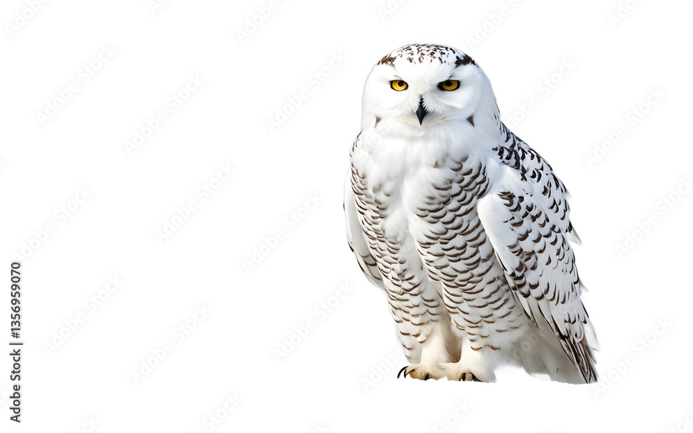 Poster snowy owl isolated on a empty plain background