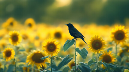 a black in a sunflower field