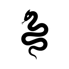 Fototapeta premium Minimalist Snake Silhouette Tattoo Design – Black Vector Icon
