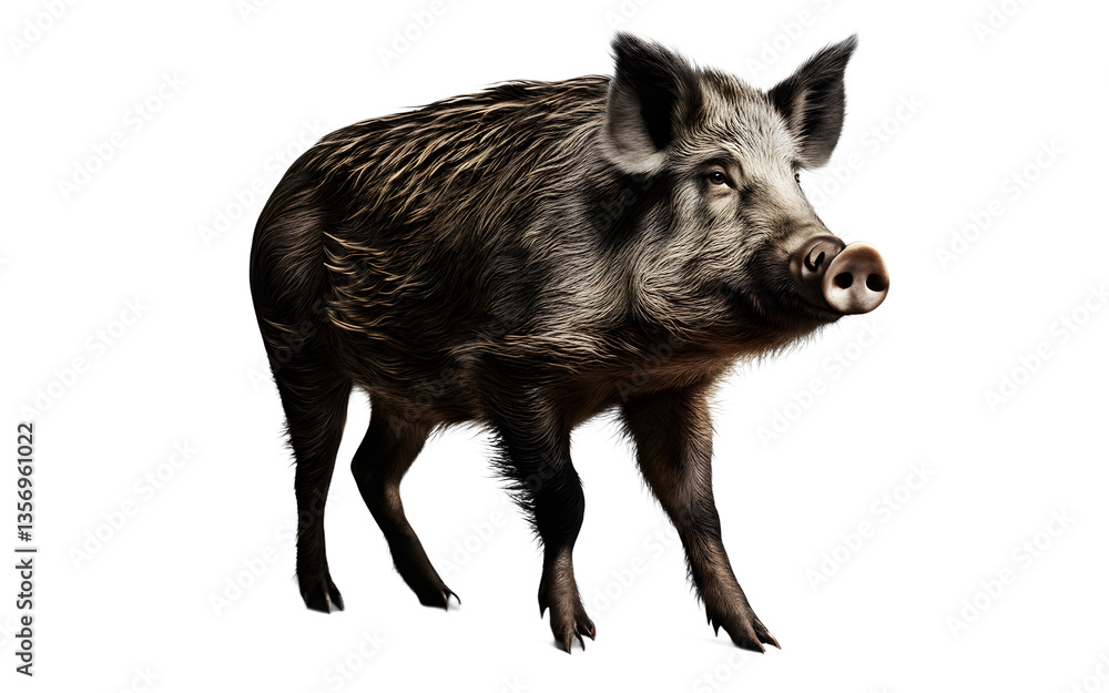 Poster wild boar isolated on a empty plain background