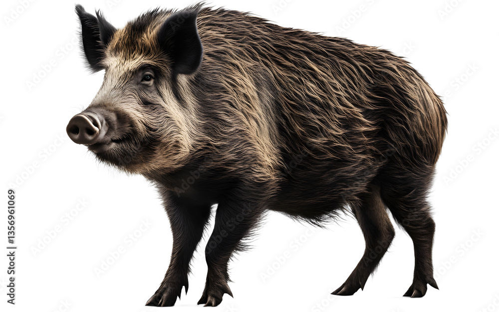 Poster wild boar isolated on a empty plain background
