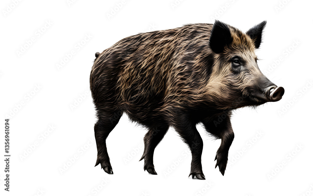 Poster wild boar isolated on a empty plain background