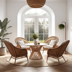 Cozy Rattan Seating Area with Natural Light