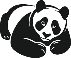  simple, black and white silhouette of a panda lying down, perfect for branding, children's products, or educational materials.