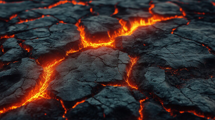 Cracked ground with volcanic lava