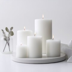 creative beautiful candles background, copy space for for use in meditation; and peace of mind concept

