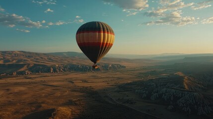 Obraz premium A close-up of a colorful hot air balloon floating in the sky