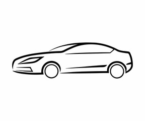Stylish Line Art Illustration of a Modern Sedan