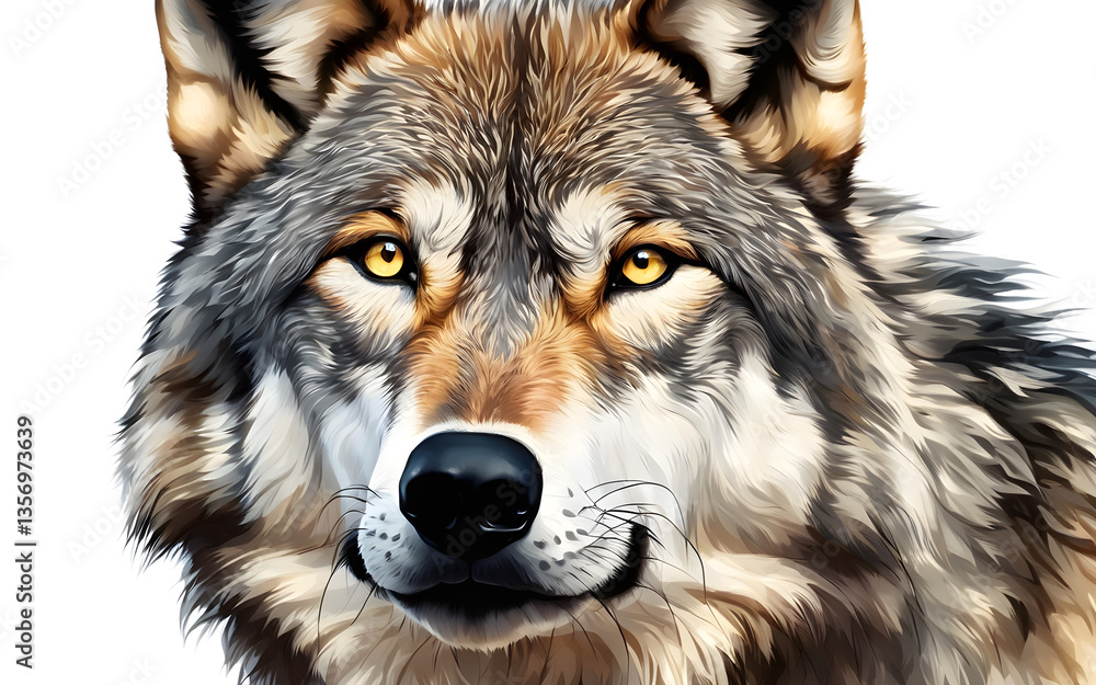Poster wolf isolated on a empty plain background