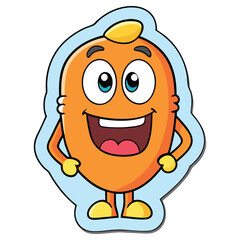 Joyful Cartoon Character with Orange Skin, Big Smile, Cheerful Pose, Isolated, White