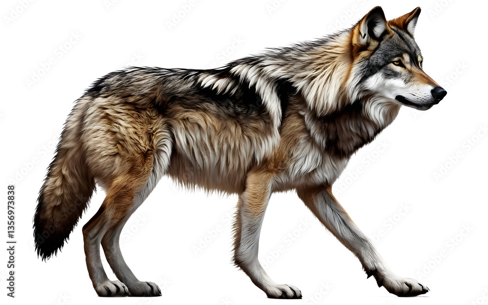 Poster wolf isolated on a empty plain background