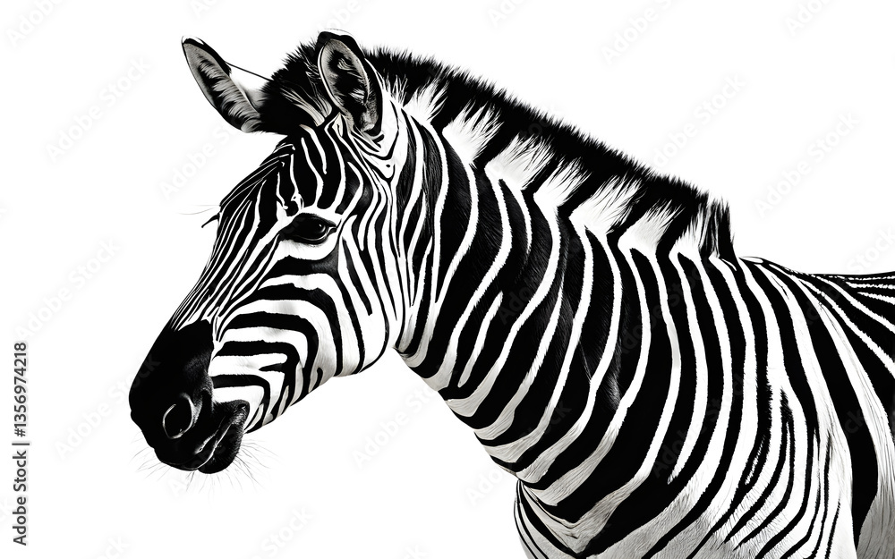 Poster Zebra isolated on a empty plain background