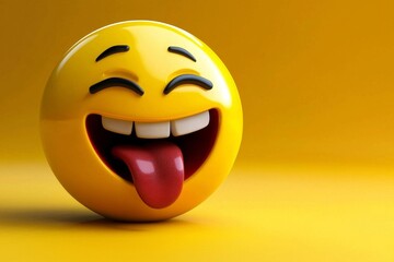 Fototapeta premium Expressive yellow emoji illustration, perfect for conveying joy.