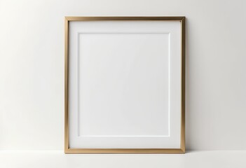 Blank Gold Frame Mockup on White Background