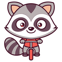 Cartoon Raccoon Illustration, Cute Animal Character, Isolated on White Background, Outline