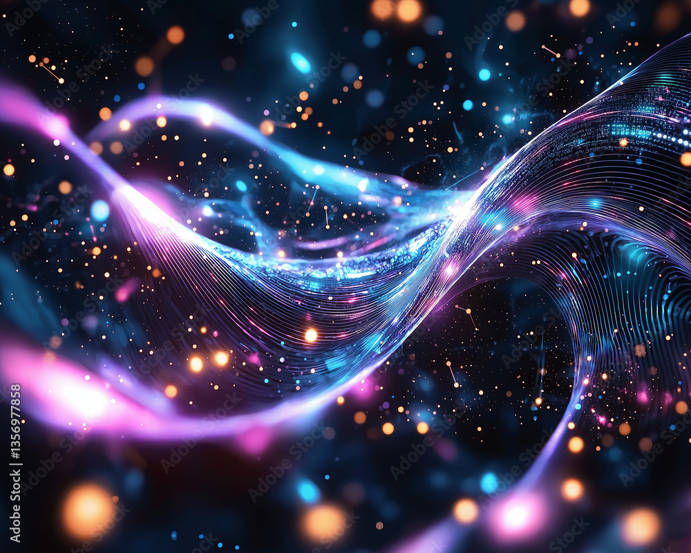 Canvas Prints omposition of fractal sine waves and light elements on a subject of technology