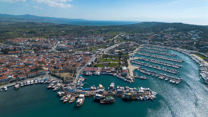 Naklejka premium Sigacik Marina Drone Photo, Aegean Sea Cittaslow City Seferihisar, Izmir - Turkey
