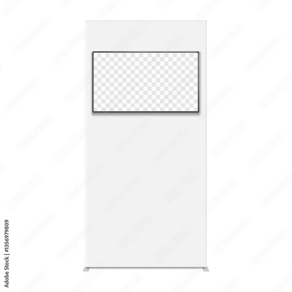 Wall mural monitor kiosk. front view. realistic 3d vector mockup. white blank digital media display stand. mock