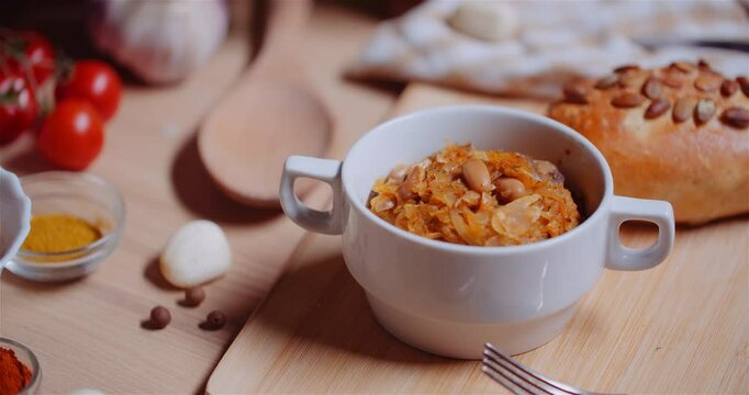 Bigos with Beans, Meat, and Mushrooms
