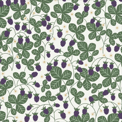 Colorful blackberry garden, seamless pattern, vector illustration. 