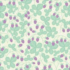 Magical blackberry garden, seamless pattern, vector illustration.