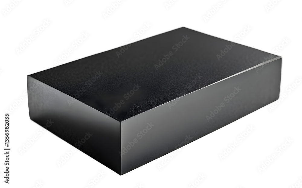 Poster Carbon graphite block with a matte black, powdery surface, isolated on a empty plain background