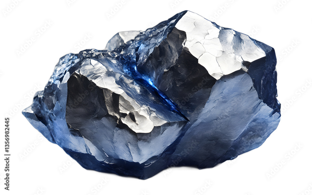 Aufkleber Cobalt chunk with a bluish-silver metallic surface, isolated on a empty plain background