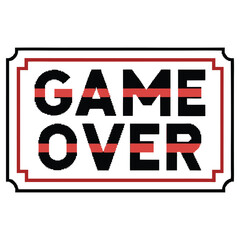 Black GAME OVER Message Inside a Red and Black Border on a White Background