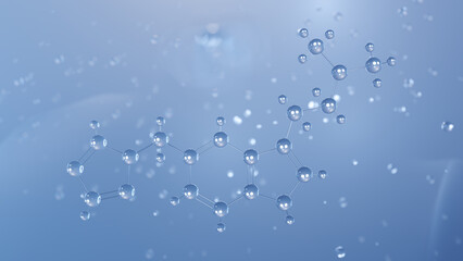 rizatriptan molecular structure, 3d model molecule, antimigraine agent structural chemical formula view from a microscope