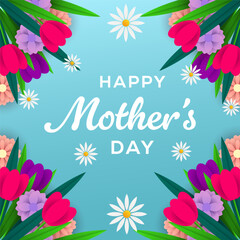 gradient happy mother's day illustration with flowers
