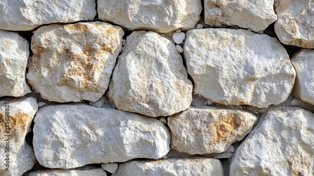 Poster a close-up shot of a stone wall, showcasing the texture and detail of the stacked stones. the stones