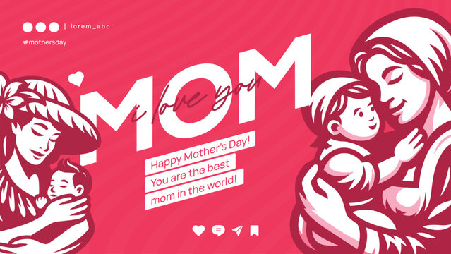 happy mothers day banner template design