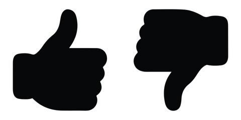 Silhouette thumbs up and thumbs down , like, dislike icon vector