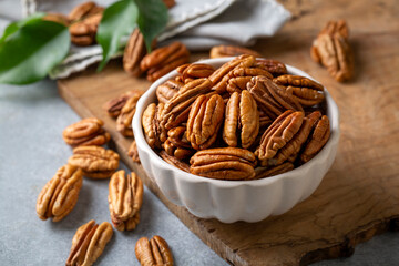 Tasty pecan nuts in bowl