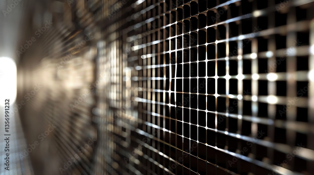Poster elegant dark background with a shiny grid pattern.
