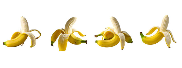 collection of Bunch of bananas yellow fruit food on PNG background.