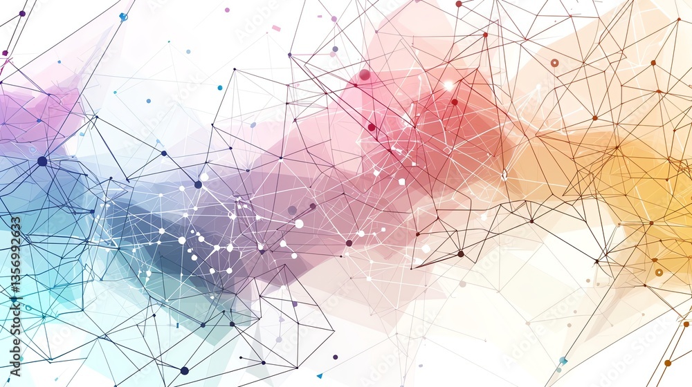 Poster abstract polygonal space with dots and lines.
