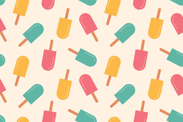 summer seamless pattern with ice creams- vector illustration